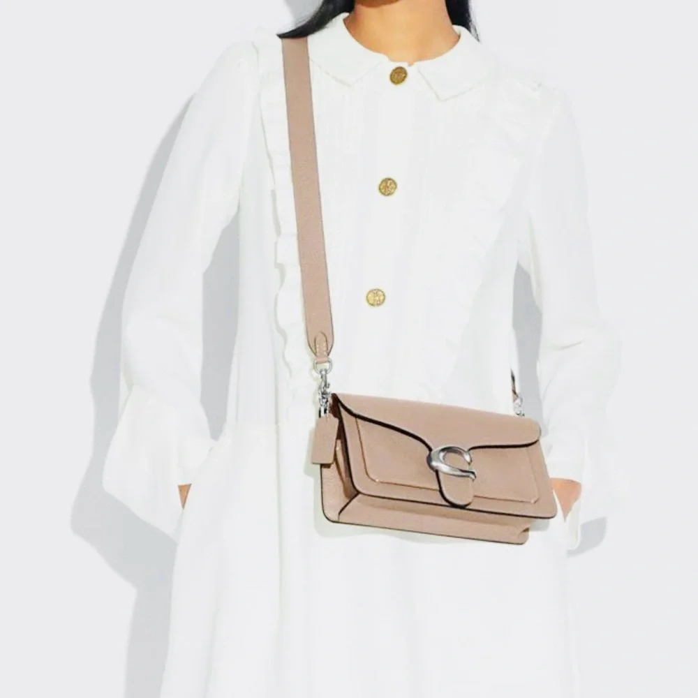 Coach Tabby Leather Taupe Crossbody Shoulder Bag